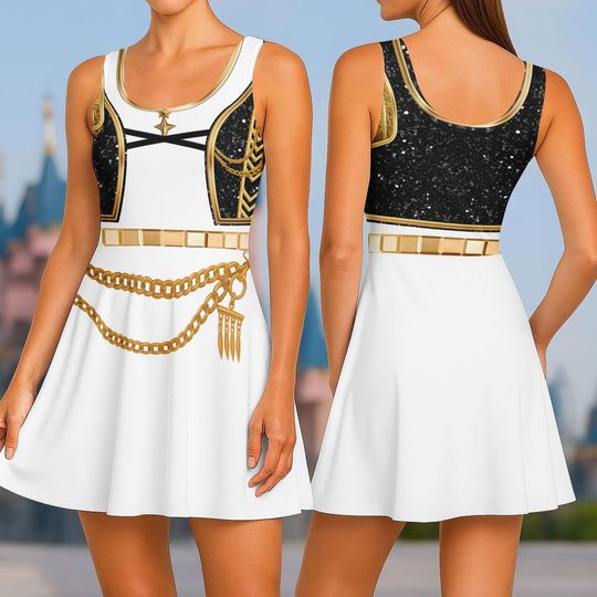 Rumi Kpop Demon Hunters Cosplay Costume, Golden Rumi Skater Dress, Kpop Huntrix Cosplay Dress, Huntrix Kpop Women Dress, Halloween Gift