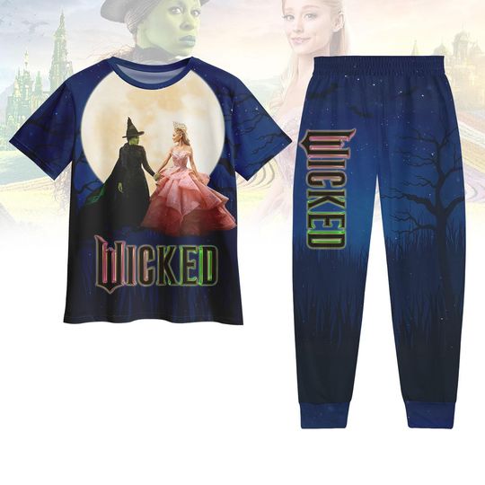 Wicked 2025 T-Shirt Pants Set, Wicked Musical Moon Scene Costume Outfit, Halloween Witch Matching Set, Halloween Gift, Gift For Her