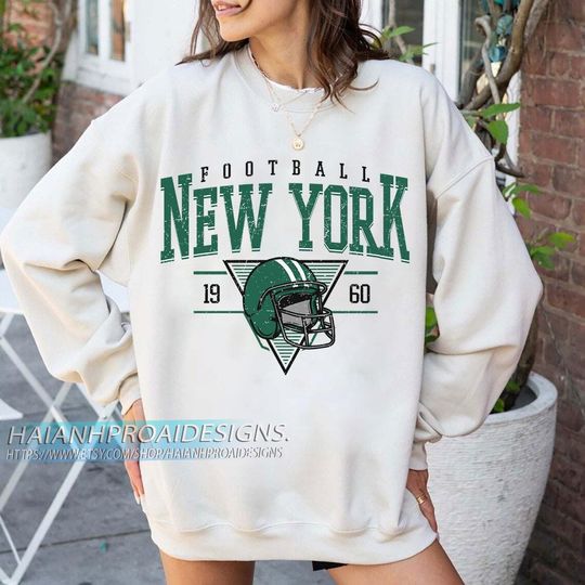 Discover New York Football 1960 Vintage Sweatshirt, Retro Sports Helmet Crewneck, Classic State Pride Fan Sweater, Game Day Gift Shirt
