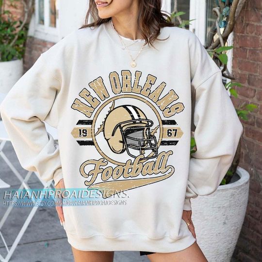 Discover New Orleans Football 1967 Vintage Sweatshirt, Retro Sports Helmet Crewneck, Classic State Pride Fan Sweater
