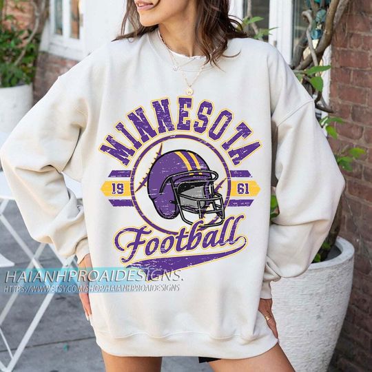 Discover Minnesota Football Vintage Sweatshirt, Retro Sports Helmet, Game Day Gift