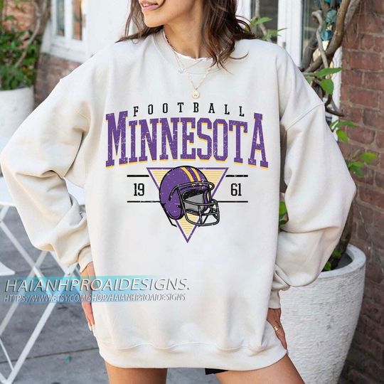 Minnesota Football Vintage Sweatshirt, Retro Sports Helmet, Game Day Gift