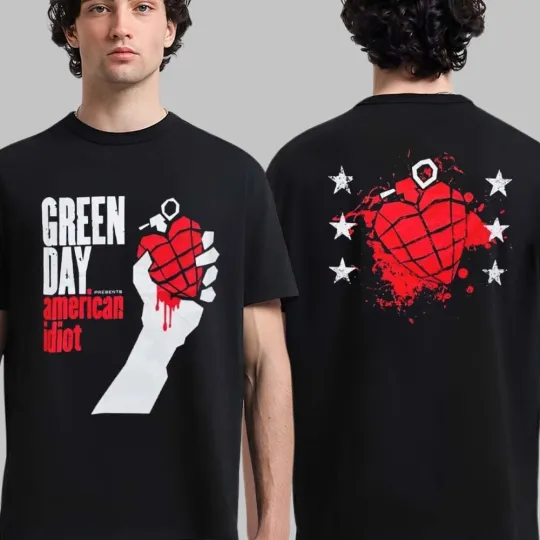Green Day Riot Fest 2025 Merch American Idiot Heart T-Shirt
