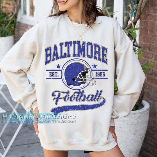Discover Baltimore Football Vintage Sweatshirt, Retro Sports Helmet, Game Day Gift