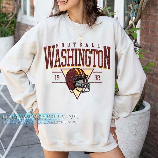 Discover Washington Football Vintage Sweatshirt, Retro Sports Helmet, Game Day Gift