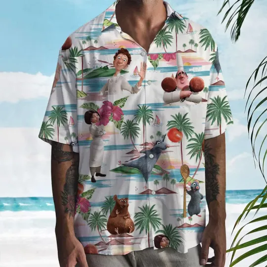 Discover Disney Ratatouille Characters Family Beach Trip White Hawaiian Shirt