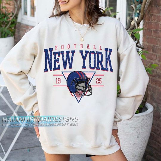 Discover New York Football Vintage Sweatshirt, Retro Sports Helmet, Game Day Gift