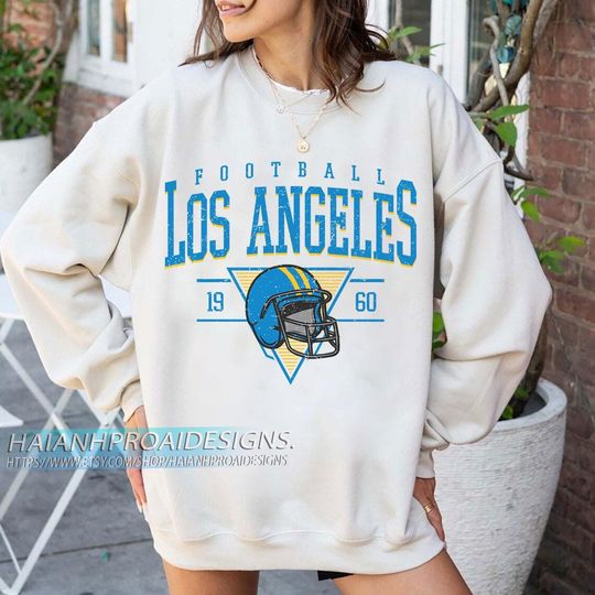 Los Angeles Football Vintage Sweatshirt, Retro Sports Helmet, Game Day Gift