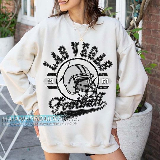 Discover Las Vegas Football Vintage Sweatshirt, Retro Sports Helmet, Game Day Gift