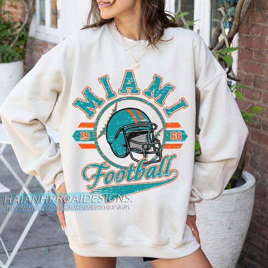 Discover Miami Football Vintage Sweatshirt, Retro Sports Helmet Sweatshirt, Game Day Gift