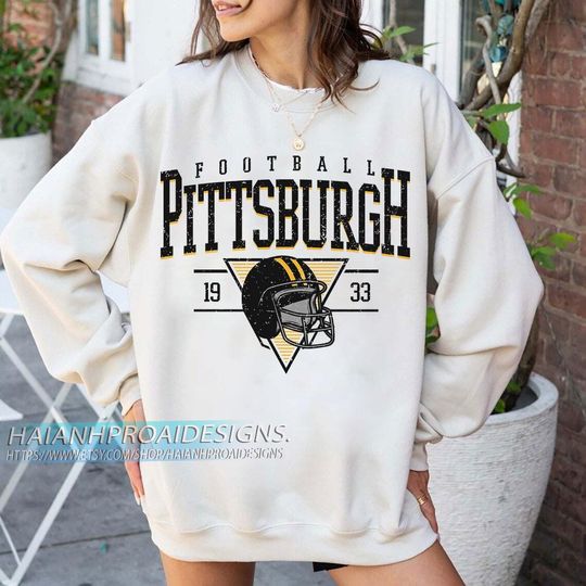 Discover Pittsburgh Football Vintage Sweatshirt, Retro Sports Helmet Sweatshirt, Game Day Gift