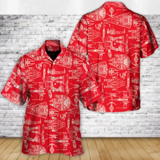 Discover Disney Star Wars Space Ships Starwars Red Hawaiian Shirt Summer Beach Aloha