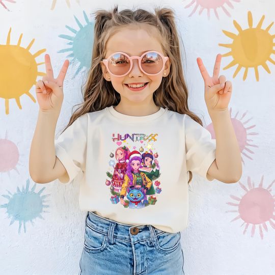 Discover Kpop Demon Hunters Christmas Shirt, Huntrix Christmas Shirt, Demon Hunters Shirt Gift For Kids, Kpop Huntrix Christmas Youth Shirt