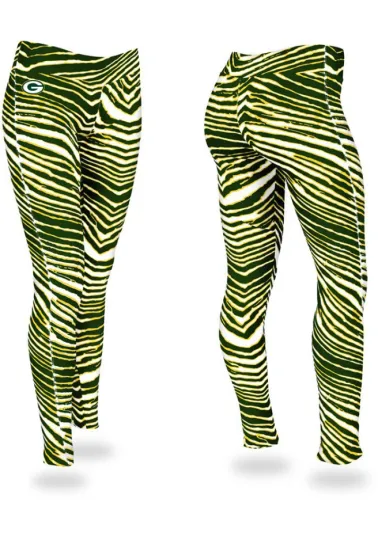 Women's Green Bay Packers Zebra Print Legging Bottoms, Gift for Fan