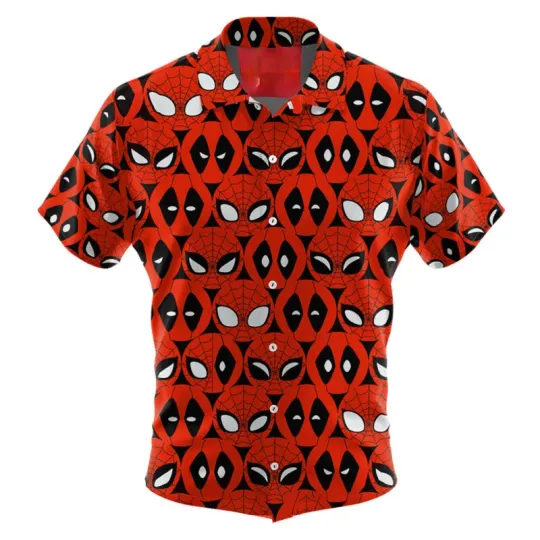 Discover Disney Spider-man Marvel Comics Deadpool Red Hawaiian Shirt