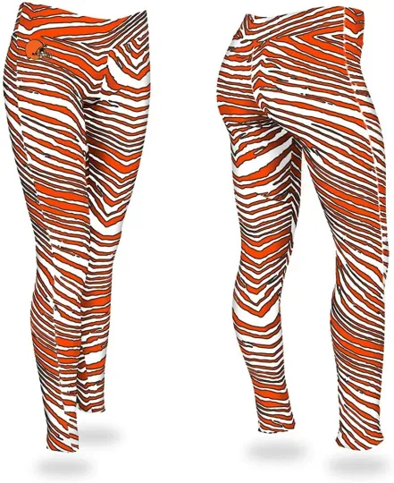 Cleveland Browns football Women's Zebra Print Legging, Fire Red/Brown, Gift for Fan