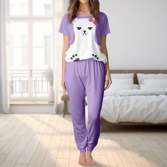 KPop Demon Hunters Mira Purple Bear T-Shirt And Pants, Mira Pajamas Set, Huntrix Demon Hunters Cosplay Costume, Halloween Gift For Her