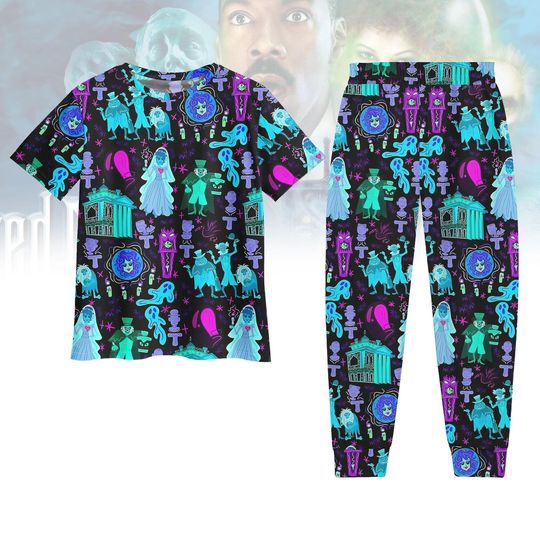 Haunted Mansion Ghost TShirt Pants Set, Haunted Mansion Pajamas Outfit, Spooky Halloween Costume Matching Set, Halloween Gift