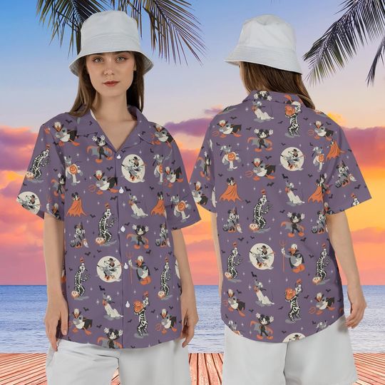 Discover Disney Halloween Hawaiian Shirt, Disney Mickey and Friends Halloween Hawaii Shirt, Summer Vacation Hawaii Shirt, Aloha Hawaiian Shirt