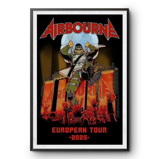 Discover Airbourne European Tour 2025 Heavy Metal Rock Concert Poster