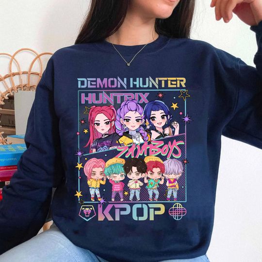 Kpop Demon Hunters Sweatshirt, Huntrix Pin Kpop Tee, Saja Boys Shirt, Jinu Manga Top, Halloween Hoodie, Demon Hunter Merch for Fans