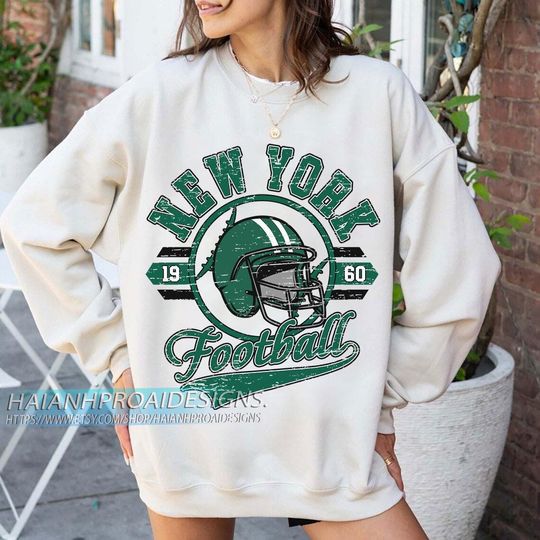 Discover New York Football Vintage Sweatshirt, Retro Sports Helmet, Game Day Gift