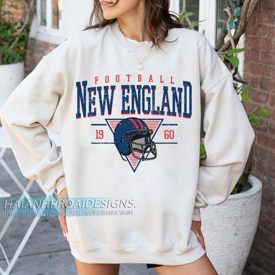 Discover New England Football Vintage Sweatshirt, Retro Sports Helmet, Game Day Gift
