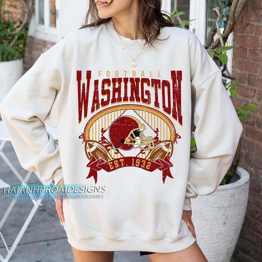 Discover Washington Football Vintage Sweatshirt, Retro Sports Helmet, Game Day Gift