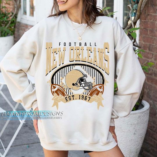 Discover New Orleans Football Vintage Sweatshirt, Retro Sports Helmet, Game Day Gift