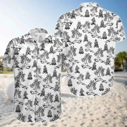 Discover Disney Star Wars Darth Vader Tropical Galaxy's Edge Summer White Hawaiian Shirt