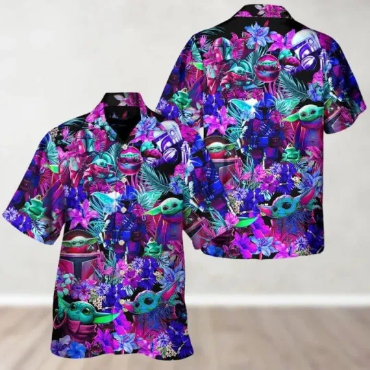 Discover Disney Star Wars The Mandalorian Baby Yoda Illusion Hawaiian Shirt