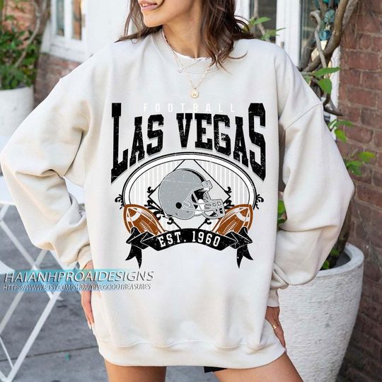 Discover Las Vegas Football Vintage Sweatshirt, Retro Sports Helmet, Game Day Gift