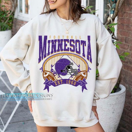 Minnesota Football Vintage Sweatshirt, Retro Sports Helmet, Game Day Gift