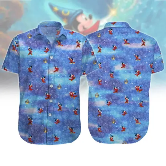 Discover Disney Fantasia Mickey Mouse Magician Mickey Retro Fantasia Hawaiian Shirt