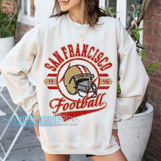 Discover San Francisco Football Vintage Sweatshirt, Retro Sports Helmet, Game Day Gift