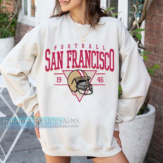 Discover San Francisco Football Vintage Sweatshirt, Retro Sports Helmet, Game Day Gift