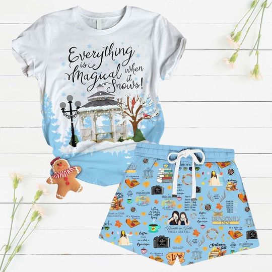 Stars Hollow Christmas Shirt, Gilmore Girls Womens Pajamas Set, Luke's Diner Sleepwear, Winter Festival Loungewear For Women