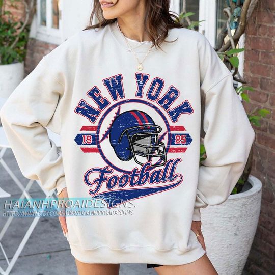 Discover New York Football Vintage Sweatshirt, Retro Sports Helmet, Game Day Gift