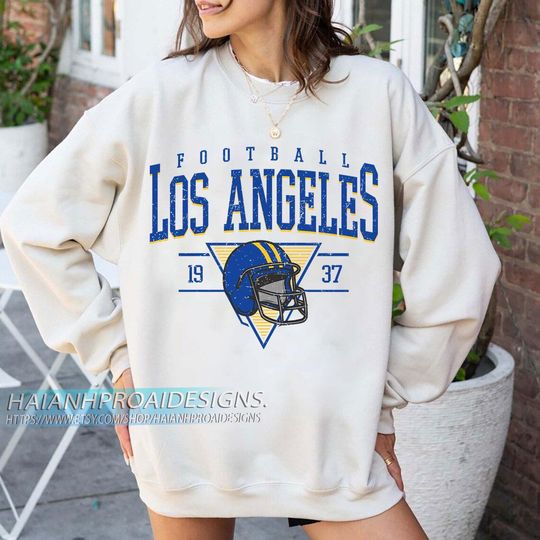 Los Angeles Football Vintage Sweatshirt, Retro Sports Helmet, Game Day Gift