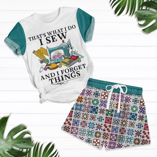 Discover Funny Sewing T-shirt, Cute Gift for any Sewing Lover Sleepwear Set, Love Sewing Tee Pajamas Set, Gift for Quilter, Gift for Seamstress
