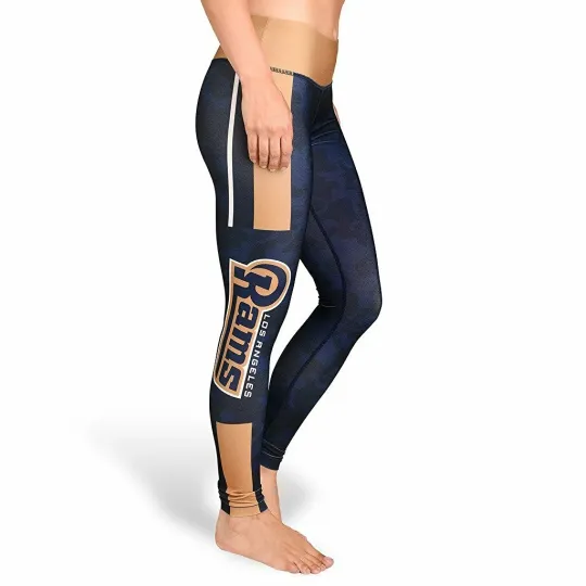 Women's Los Angeles Football Team Rams Team Stripe Leggings, Navy, Gift for Women