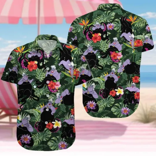 Discover Disney Villains Ursula Witch Summer Black Hawaiian Shirt
