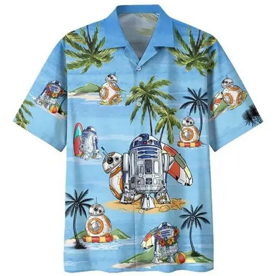 Discover Disney Star Wars R2-D2 And BB-8 Aloha Hawaiian Shirt