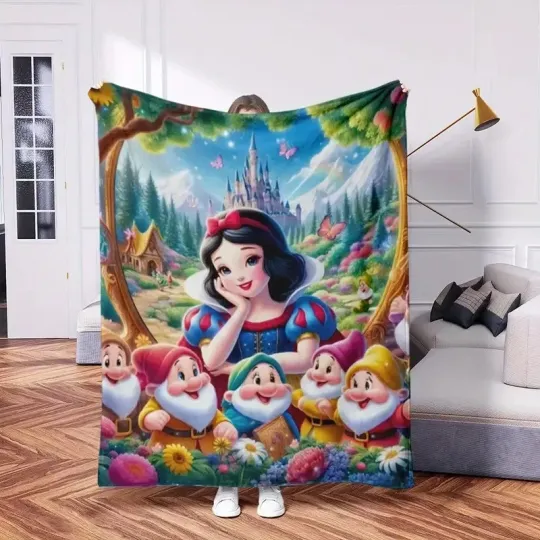 Snow White and the Seven Dwarfs Castle Fleece & Sherpa Throw Blanket