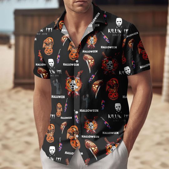 Michael Myers Halloween Button Shirt, Halloween Horror Movies Shirt, Boogeyman Hawaiian Shirt, Horror Lover Shirt