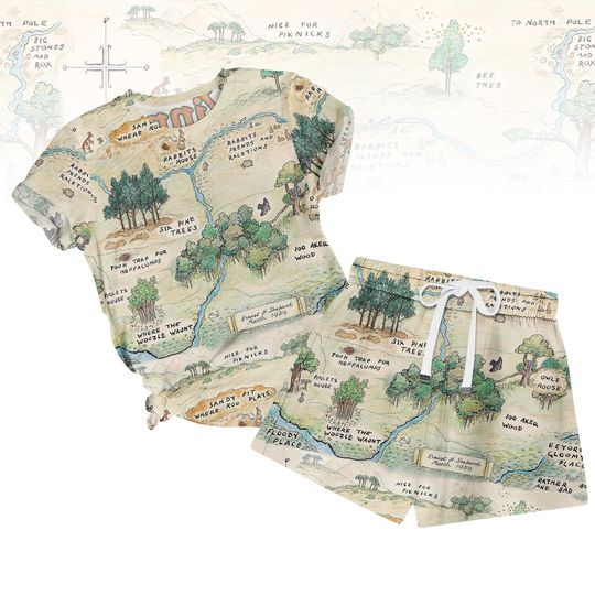 Winnie The Pooh Tshirt And Shorts, Pooh Bear Casual Outfit, Winnie The Pooh Tshirt Set Women, Disneyland Trip Pajamas For Her