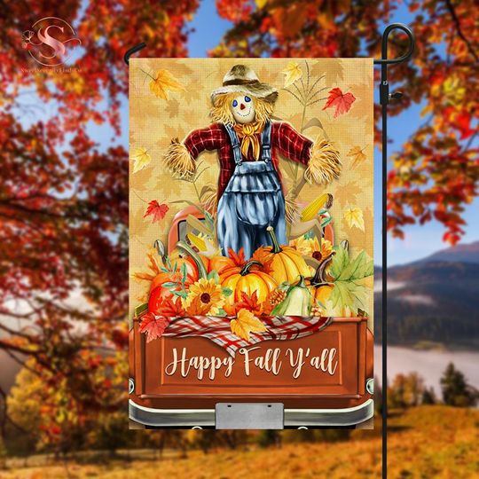 Discover Scarecrow Fall Garden Flag For Outside, Autumn Pumpkin Garden Flag, Fall Thanksgiving House Flag, Seasonal Decorative, Thanksgiving Gift
