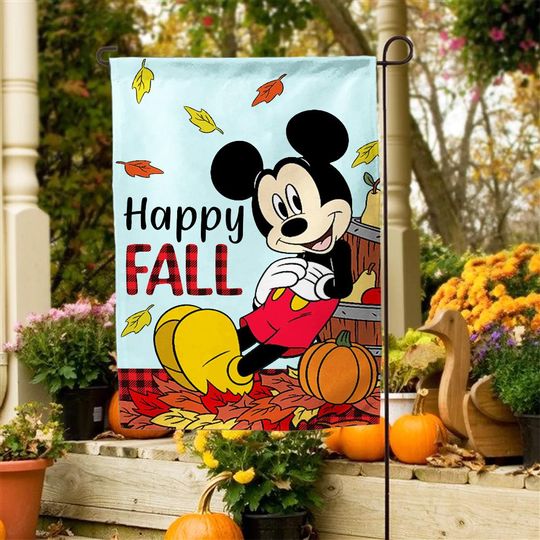 Discover Disney Fall Vibes GardenFlag, Disney Fall Flag,Cute Disneyland Thanksgiving,MickeyMouse Pumpkin drink, Disneyland AutumnVacation Trip KBRO07
