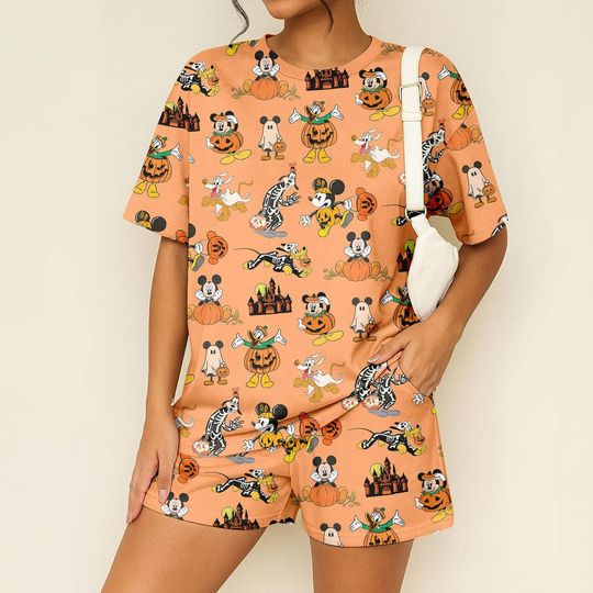 Discover Mickey And Friends Halloween T-Shirt And Shorts, Disneyland Pluto Set For Women, Magic Kingdom Pajamas Family, Cute Disney Pajamas
