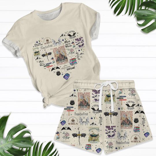 Velaris City of Starlight T-Shirt And Short, Acotar Short Pajamas, Acotar Merch Loungewear, Book Lover Gift, Velaris Summer Short And Tshirt